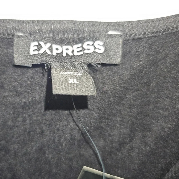 Express V-Neck Faux Wrap Open Shoulder Sweatshirt - Picture 5 of 5